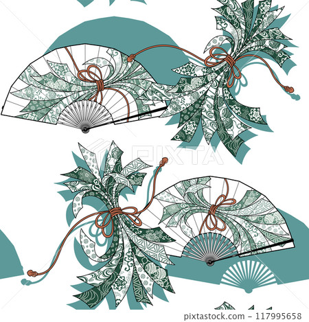 結合了折扇和捆紮的圖案, 結合了折扇和捆紮的圖案, 117995658