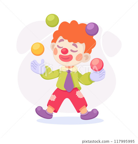 Boy Clown and Entertainer as Child Profession Vector Illustration Boy Clown and Entertainer as Child Profession Vector Illustration 117995995