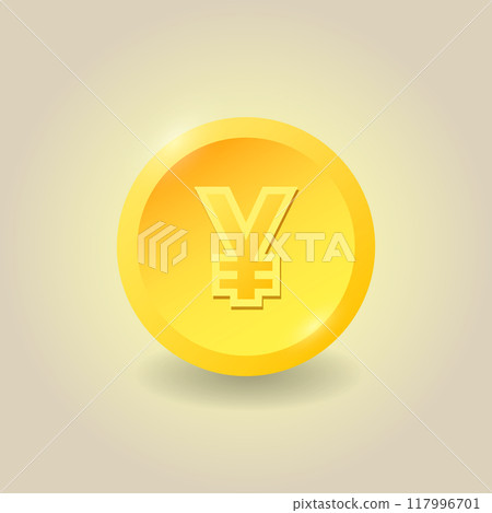 Yuan and Yen currency gold coin. China. Japan. Casino game. Vector illustration. 117996701