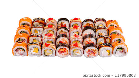 Sushi set showing variety of japanese food Sushi set showing variety of japanese food 117996808
