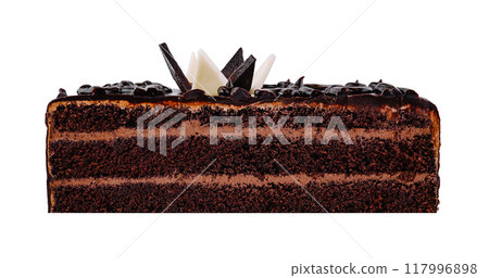 Delicious chocolate cake with chocolate cream filling and chocolate topping is waiting to be eaten Delicious chocolate cake with chocolate cream filling and chocolate topping is waiting to be eaten 117996898