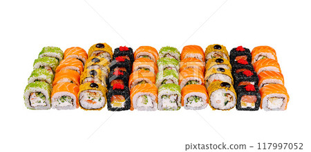 Sushi set is isolated on white background 117997052