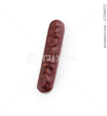 Elegant chocolate Eclair on white background Elegant chocolate Eclair on white background 117998727