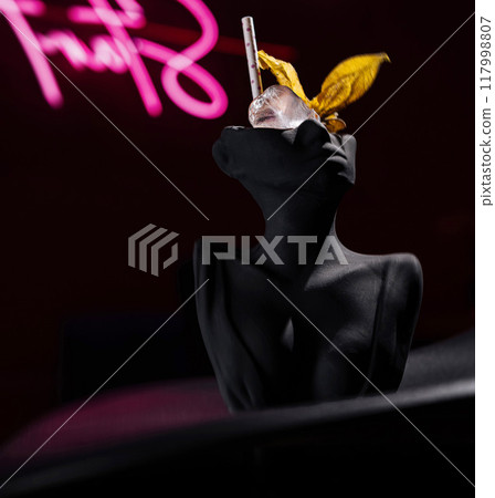 Elegant statue with neon sign 117998807