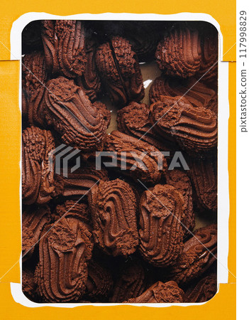 Chocolate viennese whirls in packaging 117998829