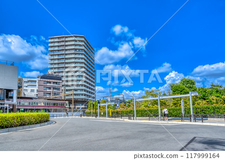 東京調布市杜鵑丘站的城市景觀 117999164