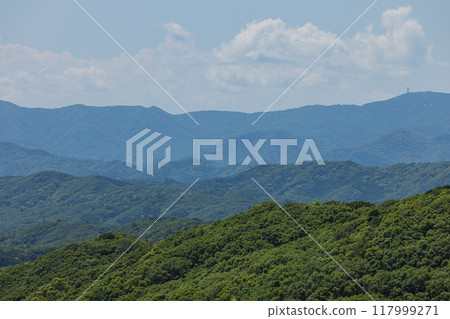 The view from Toba Observatory along Pearl Road in Toba City, Mie Prefecture, Japan 117999271