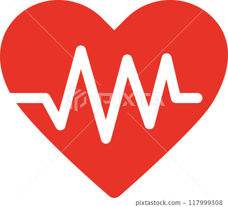 A simple illustration of a heart and heartbeat 117999308