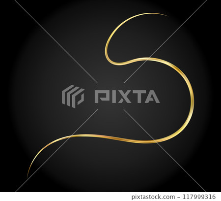 Golden doodle abstract line. Hand drawn curly swishes Golden doodle abstract line. Hand drawn curly swishes 117999316