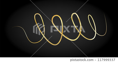 Golden doodle abstract line. Hand drawn curly swishes 117999337