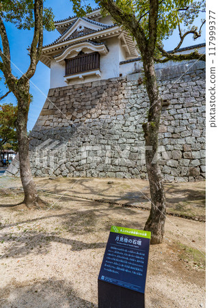 Okayama City: Tsukimi Tower and stone walls of Okayama Castle 117999377