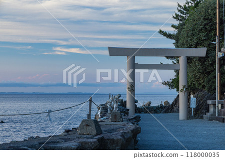 The first torii gate of Futamiokitama Shrine in Futaminoura, Ise City, Mie Prefecture, Japan 118000035