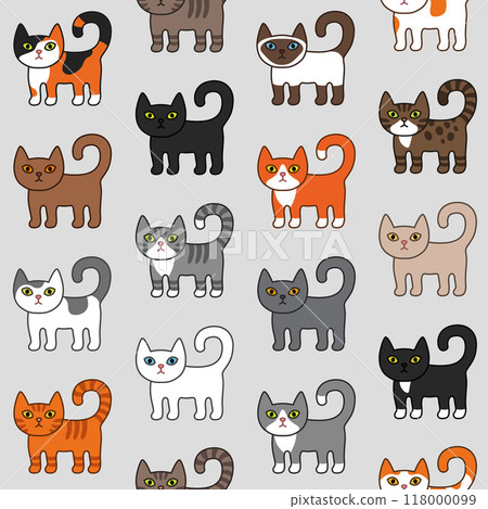 Seamless pattern with cute colorful cats. Great for fabric, textile Vector Illustration Seamless pattern with cute colorful cats. Great for fabric, textile Vector Illustration 118000099