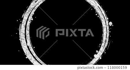 黑色背景銀色日式圓圈插畫素材 118000159