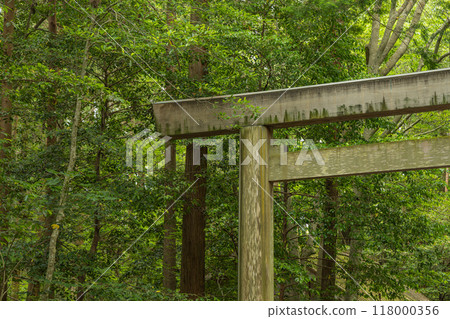 Torii gate of the Outer Shrine of Ise Grand Shrine in Ise City, Mie Prefecture, Japan 118000356