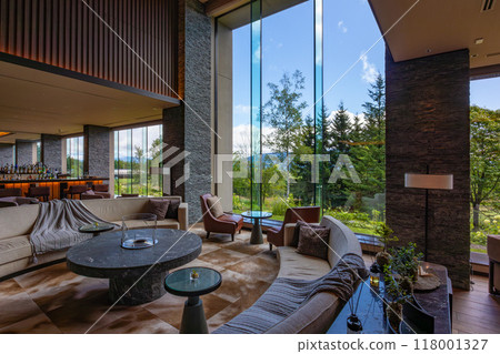 Lobby lounge at the Ritz-Carlton Reserve, Higashiyama Niseko Village, a luxury resort hotel in Niseko, Hokkaido 118001327