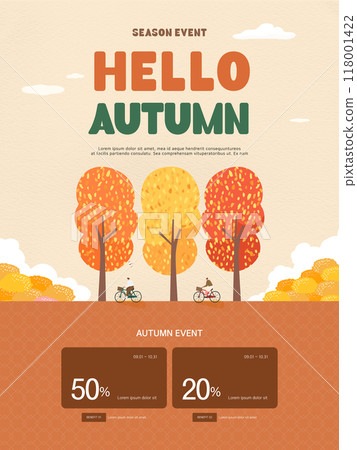 autumn sentimental maple tree frame illustration. Web-Banner 118001422
