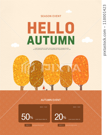 autumn sentimental maple tree frame illustration. Web-Banner 118001423
