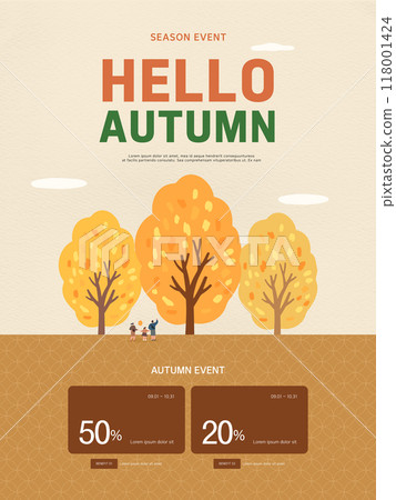 autumn sentimental maple tree frame illustration. Web-Banner 118001424