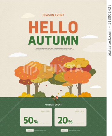 autumn sentimental maple tree frame illustration. Web-Banner 118001425