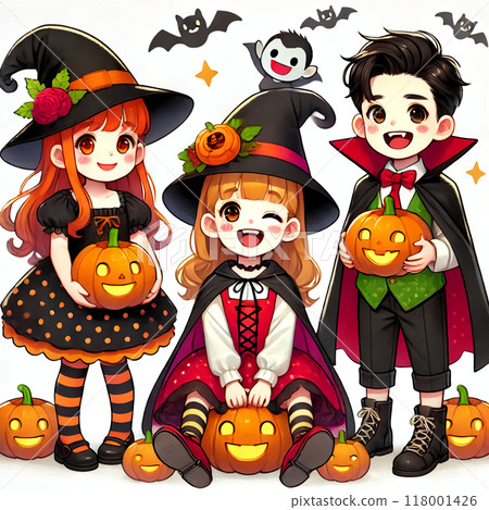 萬聖節可愛的孩子們角色扮演 118001426