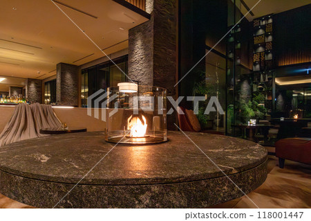 Lobby lounge at night at the Ritz-Carlton Reserve, Higashiyama Niseko Village, a resort hotel in Niseko, Hokkaido Lobby lounge at night at the Ritz-Carlton Reserve, Higashiyama Niseko Village, a resort hotel in Niseko, Hokkaido 118001447