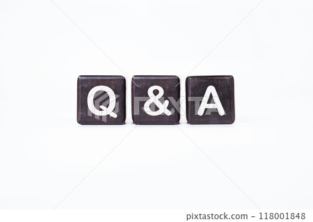 Q and A questions and answers symbol. Concept words Q and A assembled from cubes on a white background 118001848