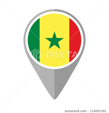 Senegal Flag on Location Pin	 118002302