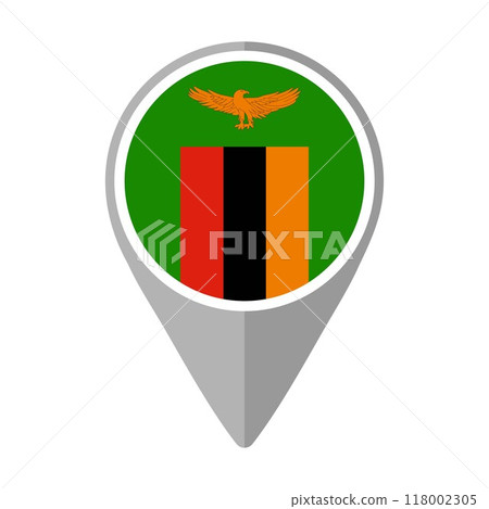 Zambia Flag on Location Pin	 118002305