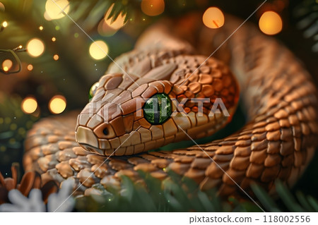Wooden snake, Christmas, symbol of the new year 2025, 2037, 2049, 2061 118002556