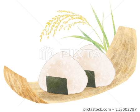 米穗和飯糰水彩觸感 米穗和飯糰水彩觸感 118002797