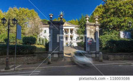 Museo Di Villa Ferrajoli in beautiful town of Albano Laziale timelapse hyperlapse, Italy Museo Di Villa Ferrajoli in beautiful town of Albano Laziale timelapse hyperlapse, Italy 118003086