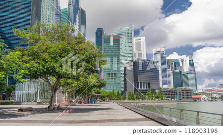 Business Financial Downtown City and Skyscrapers Tower Building at Marina Bay timelapse hyperlapse, Singapore, Business Financial Downtown City and Skyscrapers Tower Building at Marina Bay timelapse hyperlapse, Singapore, 118003198