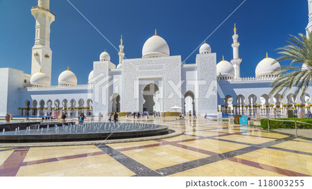 Sheikh Zayed Grand Mosque timelapse hyperlapse in Abu Dhabi, the capital city of United Arab Emirates Sheikh Zayed Grand Mosque timelapse hyperlapse in Abu Dhabi, the capital city of United Arab Emirates 118003255