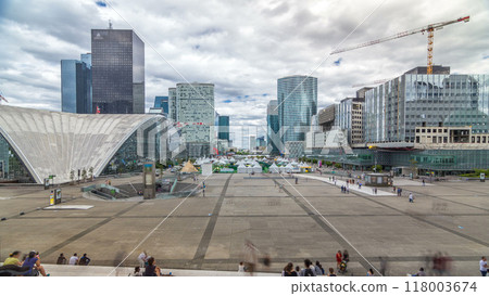 Skyscrapers of Defense timelapse hyperlapse modern business and financial district in Paris with highrise buildings Skyscrapers of Defense timelapse hyperlapse modern business and financial district in Paris with highrise buildings 118003674