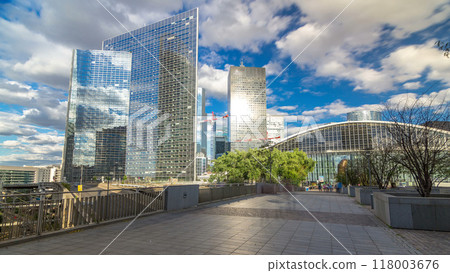 Skyscrapers of Defense timelapse hyperlapse modern business and financial district in Paris Skyscrapers of Defense timelapse hyperlapse modern business and financial district in Paris 118003676