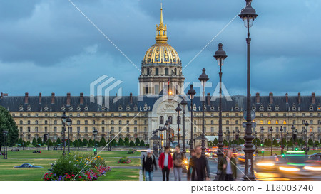 Les Invalides day to night timelapse in Paris, France Les Invalides day to night timelapse in Paris, France 118003740