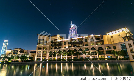 Souk and hotel in Dubai downtown timelapse in Dubai, UAE Souk and hotel in Dubai downtown timelapse in Dubai, UAE 118003947