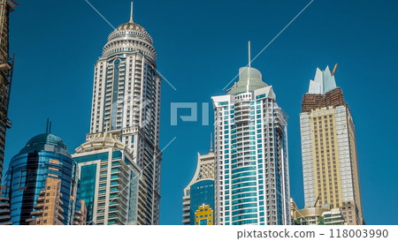 Luxurious Residence Buildings timelapse hyperlapse in Dubai Marina, UAE 118003990