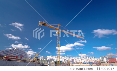 A large huge ditch pit tunnel timelapse at the construction site of the underground metro station line. 118004057