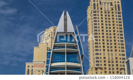Dubai Marina towers in Dubai at day time timelapse hyperlapse 118004128