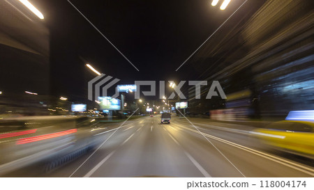Drive through Traffic of cars in Moscow city streets, timelapse hyperlapse Russia Drive through Traffic of cars in Moscow city streets, timelapse hyperlapse Russia 118004174