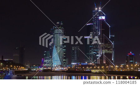 Skyscrapers International Business Center City at night timelapse hyperlapse, Moscow, Russia Skyscrapers International Business Center City at night timelapse hyperlapse, Moscow, Russia 118004185