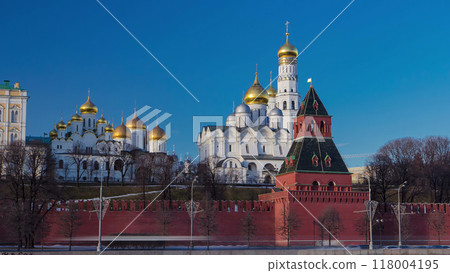 Moscow Kremlin Cathedral winter landscape embankment timelapse hyperlapse 118004195