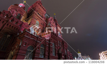 The State Historical Museum of Russia timelapse hyperlapse. Located between Red Square and Manege Square in Moscow 118004208