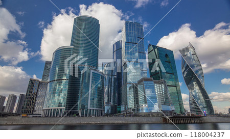 Moscow City business center skyscrapers office buildings and luxury apartments timelapse hyperlapse. 118004237