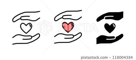 心和手的圖標集 心和手的圖標集 118004384