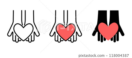 心和手的圖標集 118004387