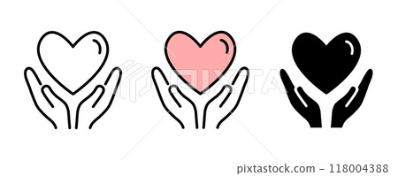 心和手的圖標集 心和手的圖標集 118004388