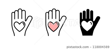 心和手的圖標集 心和手的圖標集 118004389